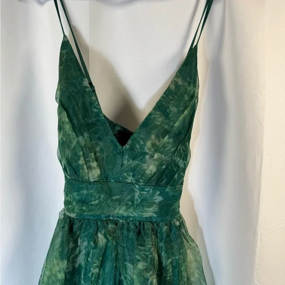 Lulus Romance That Wows Green Floral Print Organza Maxi Dress XL - Picture 6 of 8